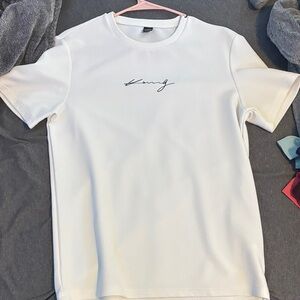 Kang White Short Sleeve Tee with Signature Design